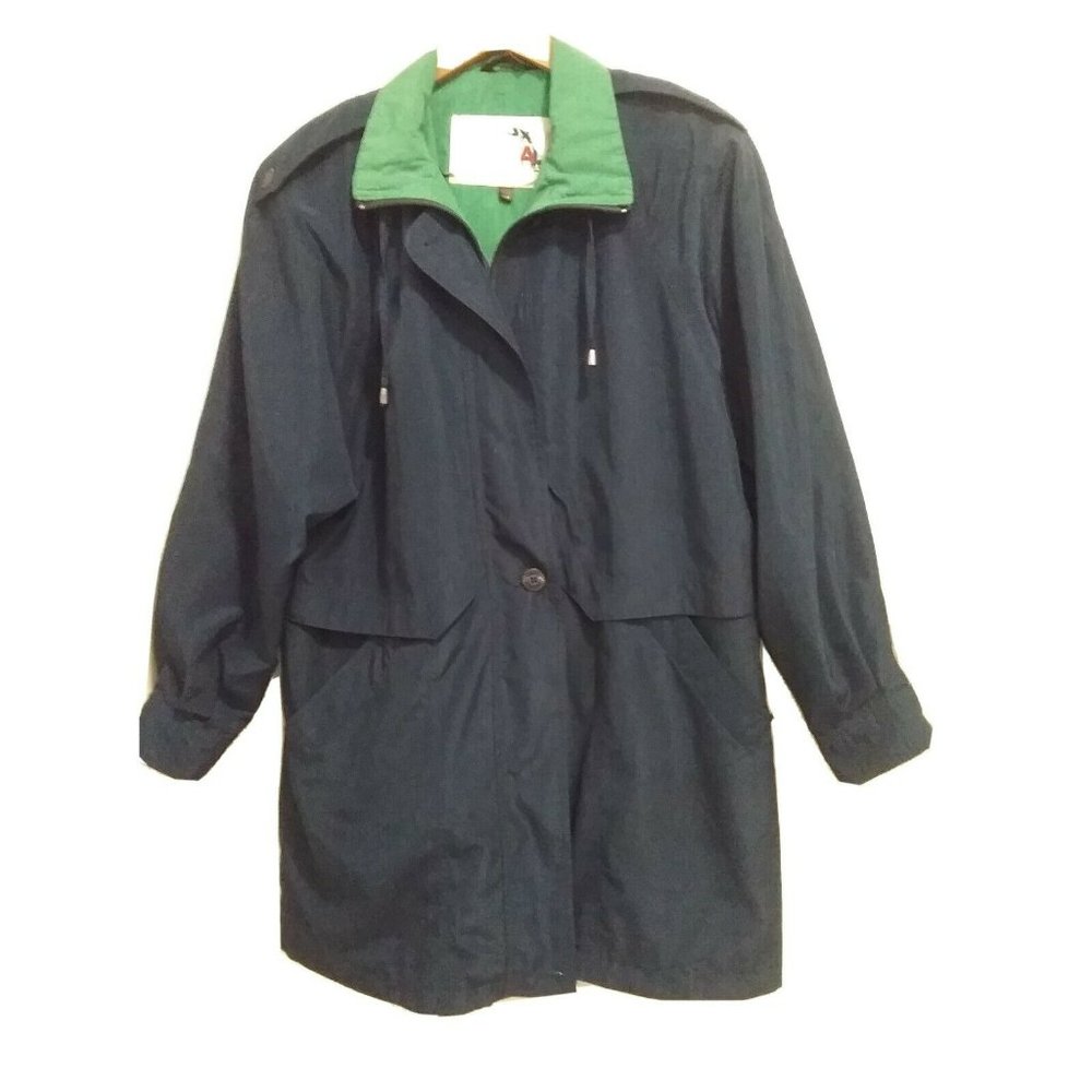 Vintage 80s Utex 50 Seafoam Blue Long Jacket Medium
